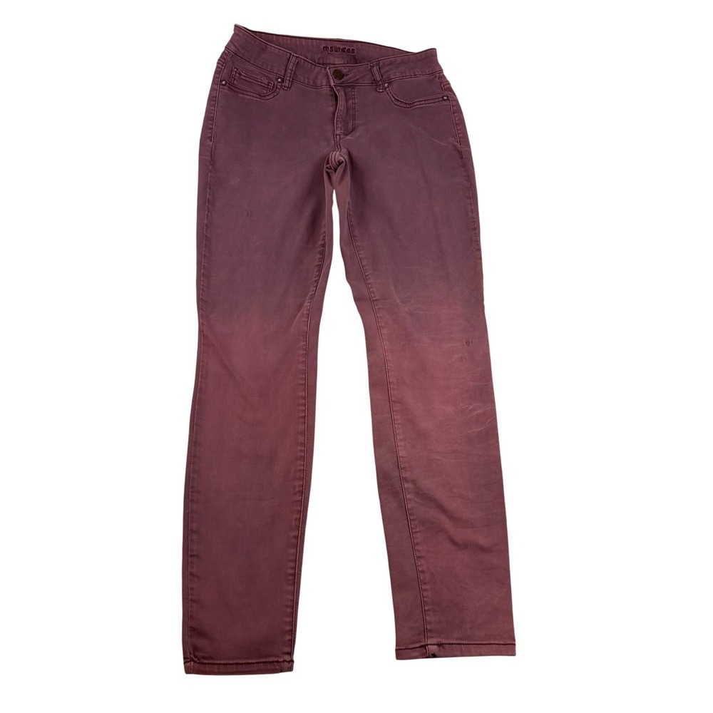 Maurices Plum Burgundy Skinny Pants Womens Size M-R Mid Rise Stretch Slim Fit